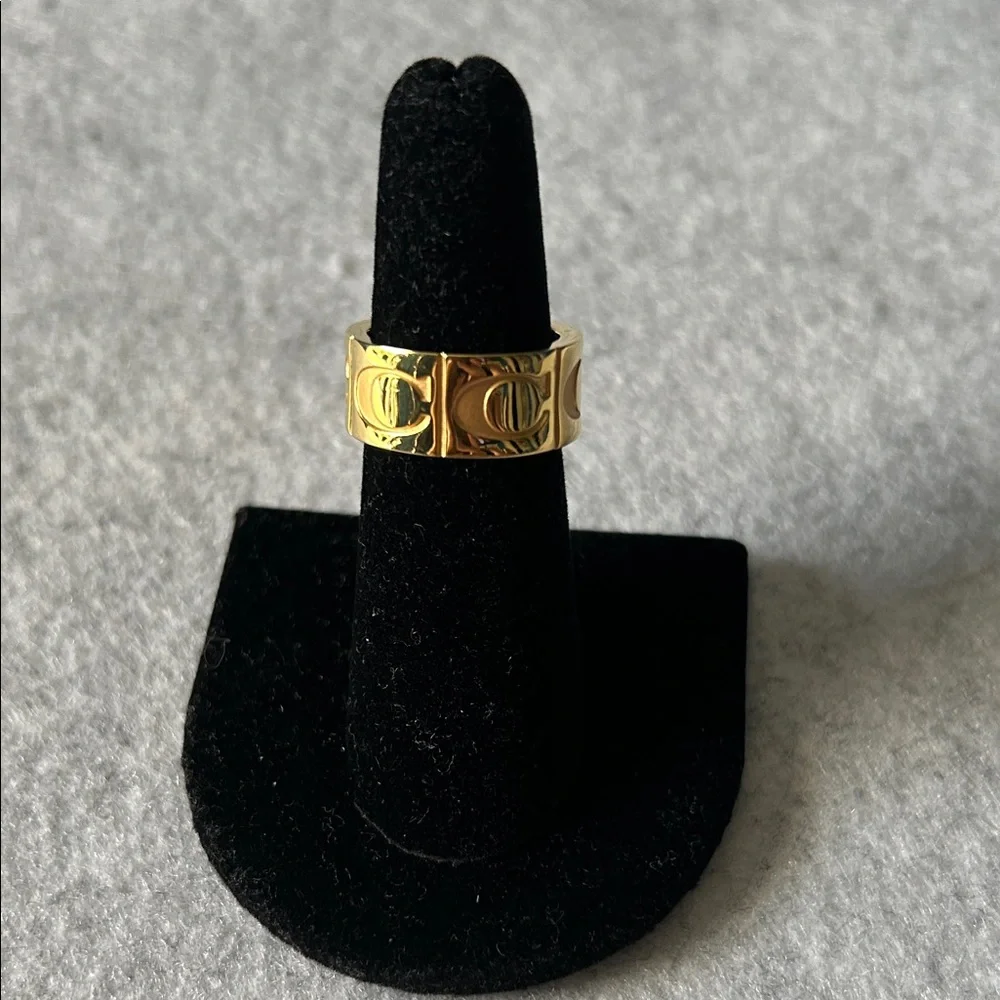Coach Gold Plated Signature C Logo Wide Band Ring - Picture 5 of 9